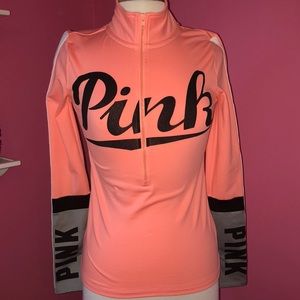 PINK halfway zip up long sleeve work out shirt